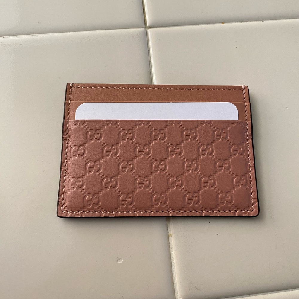 Gucci GG Monogram Leather Card Holder New Wallet